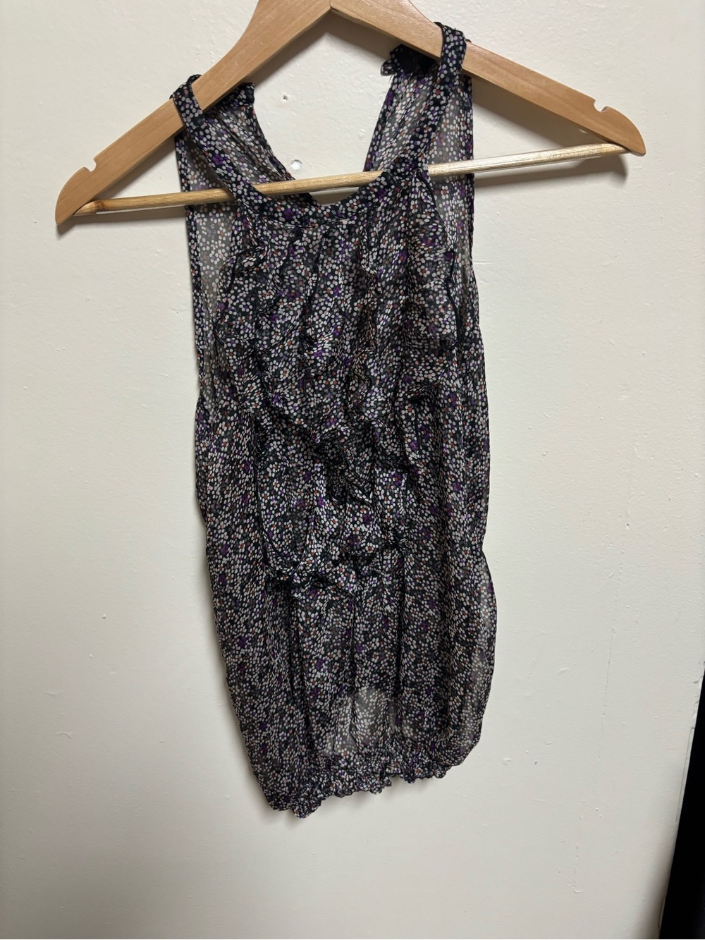 The Limited Black Floral Ruffle Halter Camisole